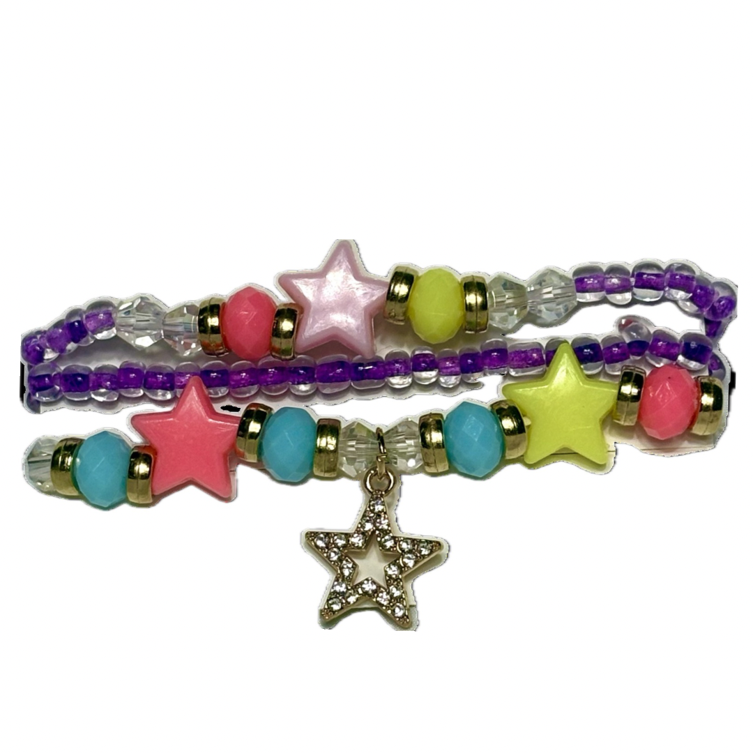 Assorted Kids Star Charm Stretch Bracelet