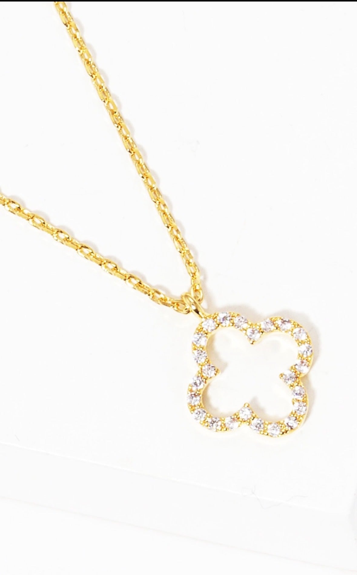 Gold Dipped Quatrefoil Pendant Necklace