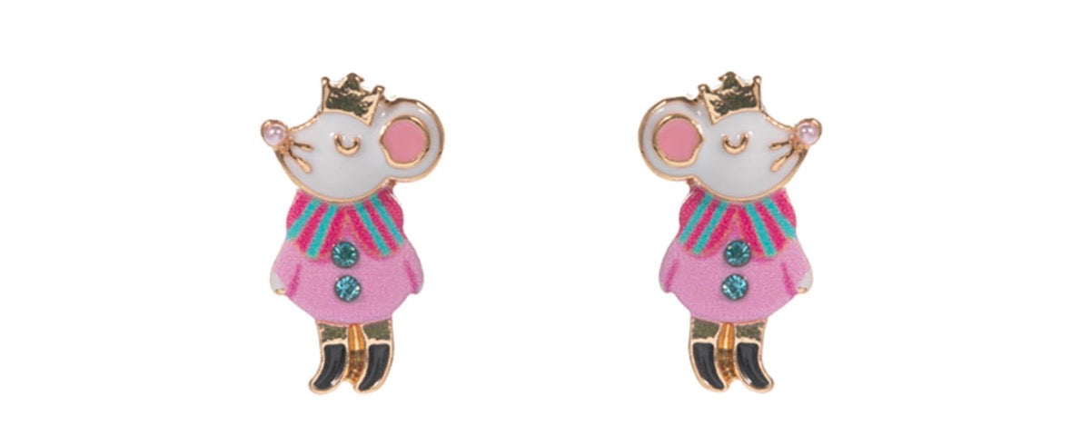 Pink & Blue Nutcracker Stud Earrings