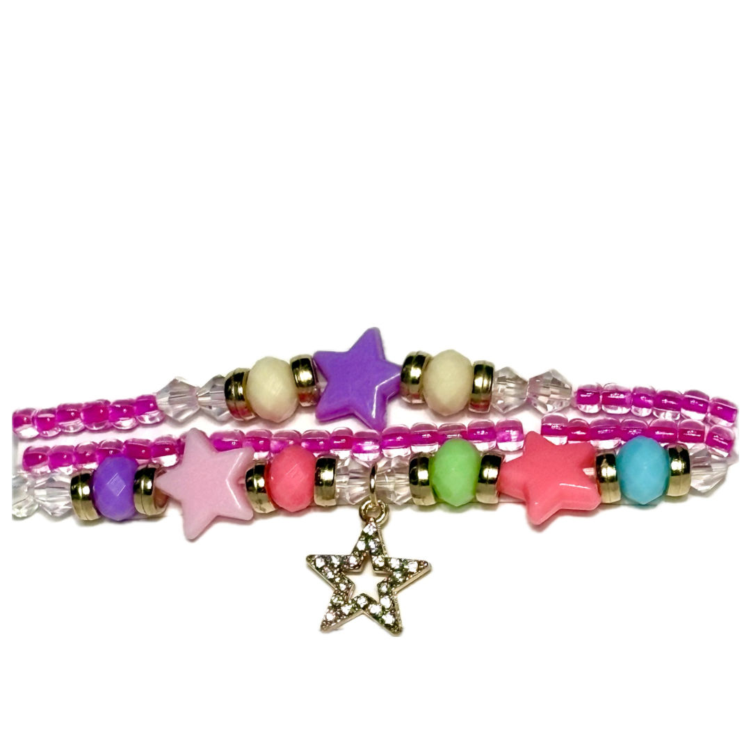 Assorted Kids Star Charm Stretch Bracelet