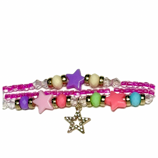 Assorted Kids Star Charm Stretch Bracelet