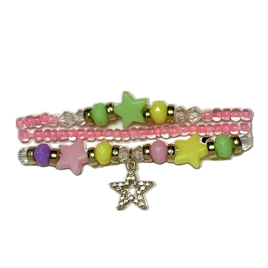 Assorted Kids Star Charm Stretch Bracelet