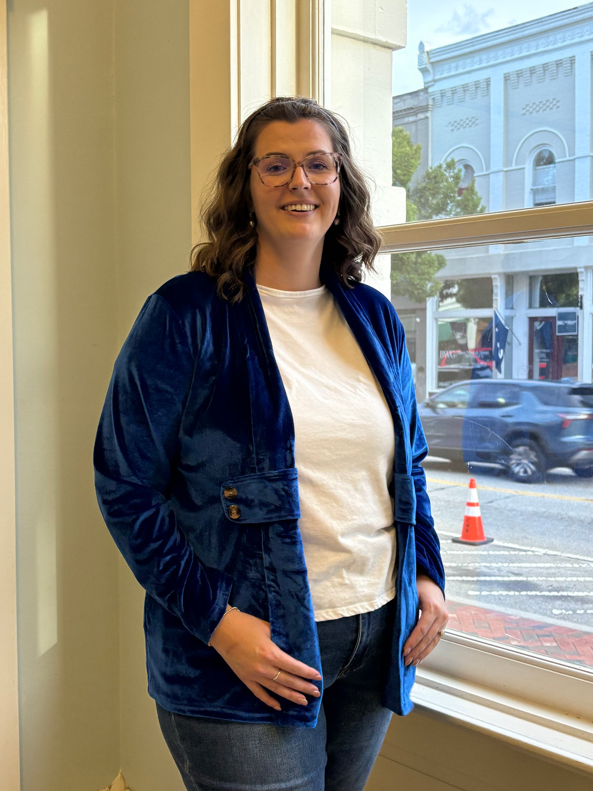 Velvet Open Front Cardigan
