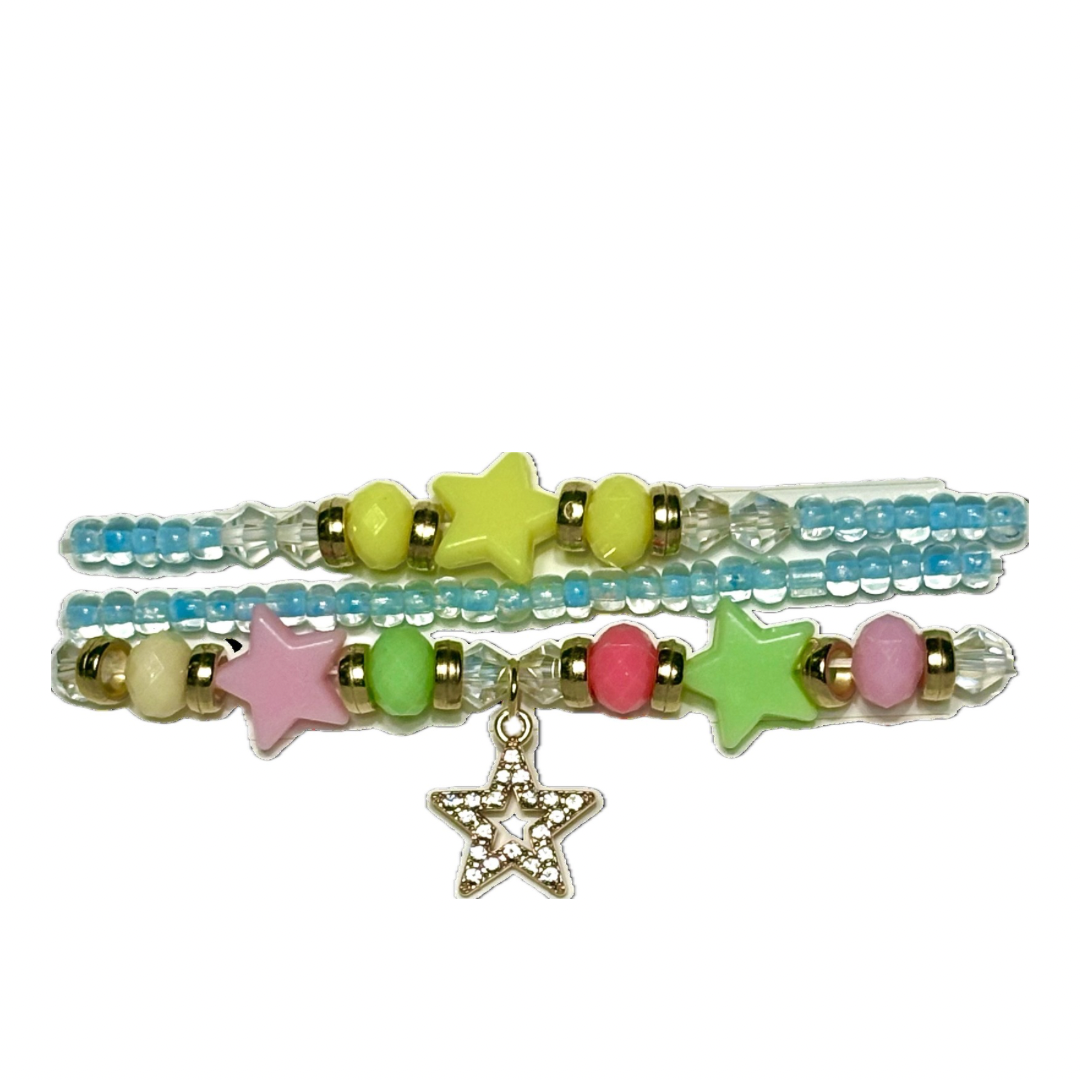 Assorted Kids Star Charm Stretch Bracelet