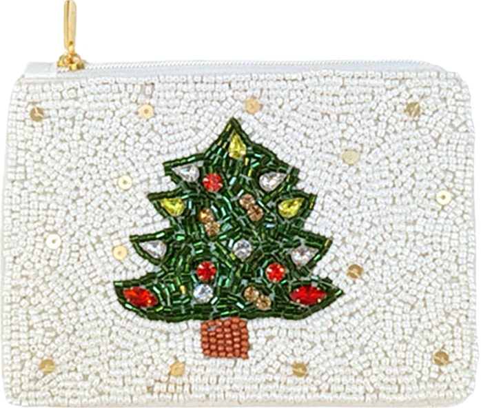 Christmas Tree Beaded Mini Wallet