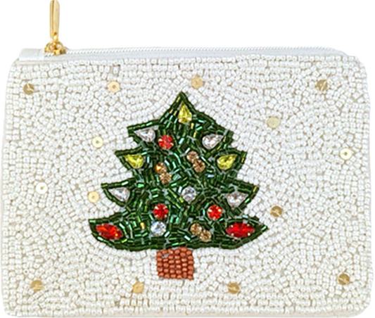 Christmas Tree Beaded Mini Wallet