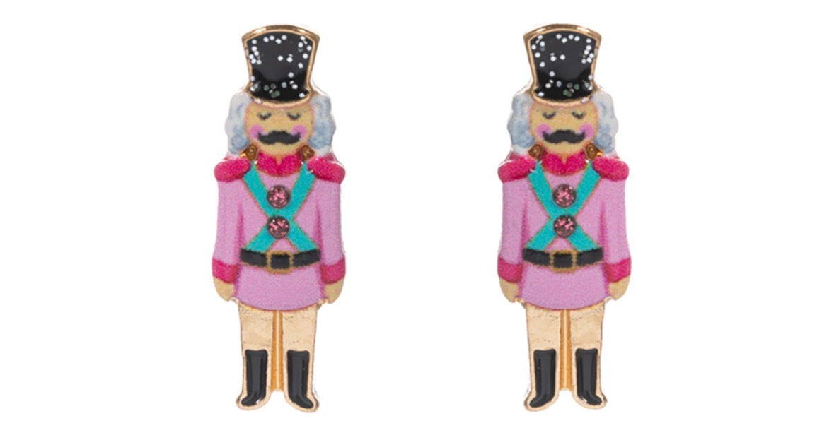 Pink & Blue Nutcracker Stud Earrings