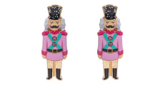 Pink & Blue Nutcracker Stud Earrings