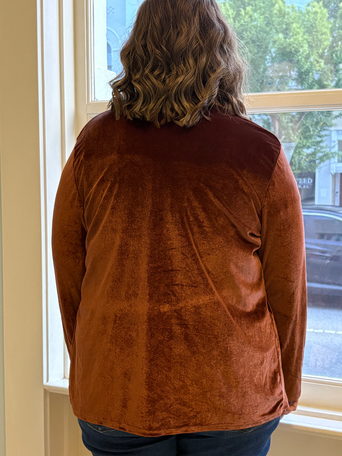 Velvet Open Front Cardigan