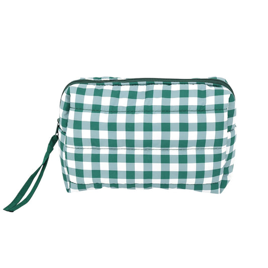 Quilted Checkered Cosmetic Bag