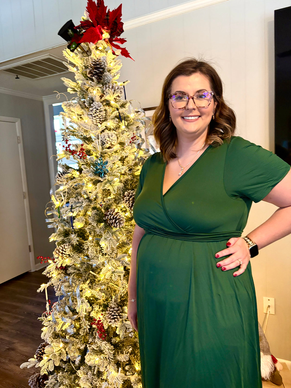 Surplice Neck Midi Dress
