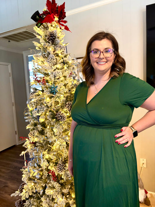 Surplice Neck Midi Dress